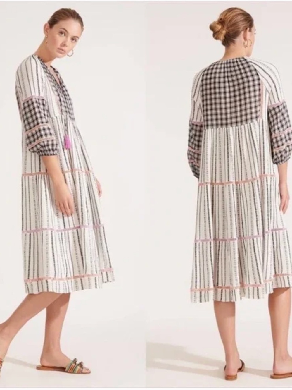 Veronica Beard Dress Eileen Paneled Checked